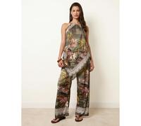 Blue Vanilla Palm Tree Print in Two Piece Set - S-M - Khaki