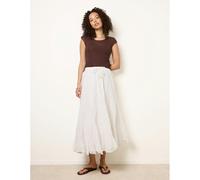 Blue Vanilla Panelled Overlocked Frill Maxi Skirt - Ivory - M-L