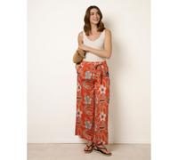 Blue Vanilla Women's Orange Paper Bag Tie Waist Wide Leg Trousers | Size: Small Blue Vanilla Orange S