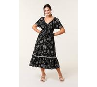 Blue Vanilla Patterned Wrap Front Pleated Maxi Dress Multi M/L