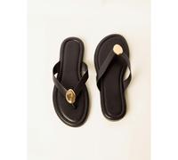 Blue Vanilla Pebble Embellished Flip Flops - UK 5 - Black