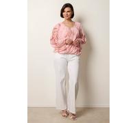 Blue Vanilla Abstract Print Puffball Top - M-L - Pink