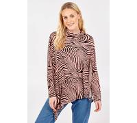 Blue Vanilla Pink Abstract Zebra Oversized Cowl Neck Top Pink M/L