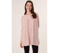 Blue Vanilla Pink Embellished Oversized Heart Jumper Pink One Size