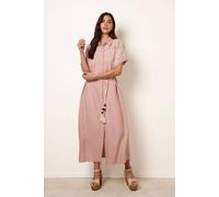 Blue Vanilla Women's Pink Floral Cutwork Embroidery Dress | Size: Medium Blue Vanilla Pink M