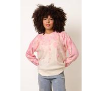 Blue Vanilla Women's Pink Floral Printed Jumper with Disc Sequin Detailing | Size: Medium/Large Blue Vanilla Pink M/L