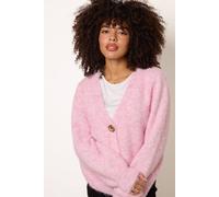 Blue Vanilla Women's Pink Gold Tone Flower Embossed Button Cardigan | Size: S/M Blue Vanilla Pink S/M