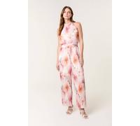 Blue Vanilla Pink Pleated Halter Neck Floral Jumpsuit Pink S