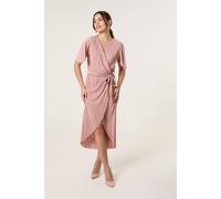 Blue Vanilla Pink Plisse Wrap Over Midi Dress Pink 12