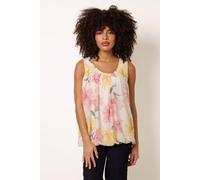 Blue Vanilla Pink Scoop Neck Puffball Sleeveless Top Multi M/L