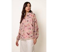 Blue Vanilla Women's Pink Watercolour Floral Printed Tie Front Blouse | Size: Medium Blue Vanilla Pink M