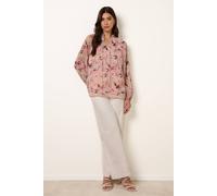 Blue Vanilla Women's Pink Watercolour Floral Printed Tie Front Blouse | Size: Large Blue Vanilla Pink L