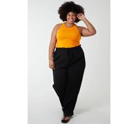 Blue Vanilla Plain Elasticated Waist Plisse Culottes In Black Black