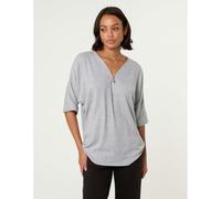 Grey Plain Half Zip Top Blue Vanilla Grey M/L