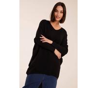 Blue Vanilla Plain V Neck Jumper In Black Black