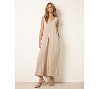 Blue Vanilla Pleat Front Diamante Jumpsuit - L-XL - Stone