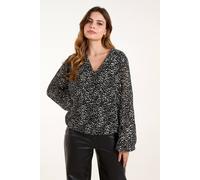 Blue Vanilla Pleated Bubble Hem Blouse In Black Black S/M