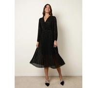 Blue Vanilla Women's Black Pleated Crossover Metallic Glitter Dress | Size: S/M Blue Vanilla Black S/M