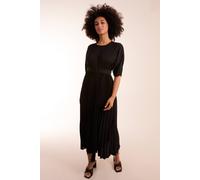 Blue Vanilla Pleated Dress With Belt In Black Black S