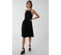 Blue Vanilla Pleated Halter Midi Dress In Black Black 12