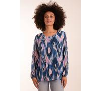 Blue Vanilla Pleated Print Top Blue S/M