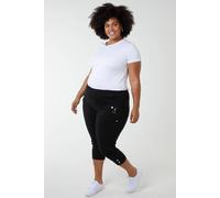 Blue Vanilla Women's Plus Sized Elasticated Waist Zip Detail Crop Trousers in Black | Size: 18 Blue Vanilla Black 18