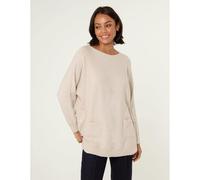 Blue Vanilla Women's Beige Pocket Slash Scoop Neck Jumper Blue Vanilla Beige One Size