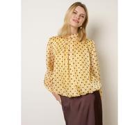 Blue Vanilla Polka Dot Cowl Neck Puffball Blouse - M-L - Yellow