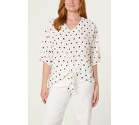 Blue Vanilla Polka Dot Knot Front Top - M-L - White