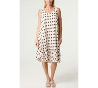 Blue Vanilla Polka Dot Linen Like Dress - One Size - Light Brown