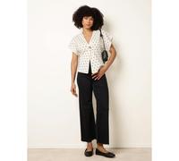 Blue Vanilla Polka Dot Short-Sleeve Knit Cardigan Top - M-L - Ivory