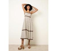 Blue Vanilla Polka Ric Rac Midi Dress - XL - Stone