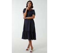 Blue Vanilla Women's Polkadot Tie Waist Maxi Dress in Navy | Size: 8