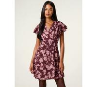 Blue Vanilla Printed Frill Sleeve Mini Dress - UK 10 - Dark Red