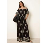 Blue Vanilla Black Printed Off Shoulder Jumpsuit Black S