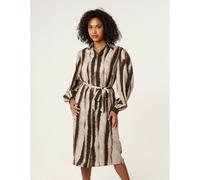 Blue Vanilla Printed Puff Sleeve Button Through Midi Dress - UK 18 - Light Brown