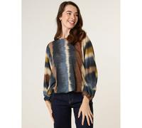 Blue Vanilla Printed Round Neck Long Sleeve Top - One Size - Navy