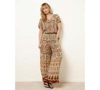 Blue Vanilla Printed Shirred Waist Trousers - L - Multicoloured