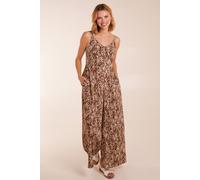 Blue Vanilla Printed Side Pocket Jumpsuit In Brown Brown