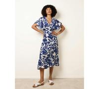 Blue Vanilla Printed V Neck Dress - S - Blue