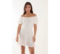 Blue Vanilla Puff Ball Mini Dress In Ivory Ivory 14