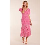 Blue Vanilla Puff Sleeve Midi Dress In Pink Pink 14