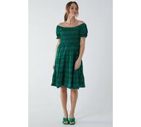 Blue Vanilla Puff Sleeve Shirred Dress In Green Green 10