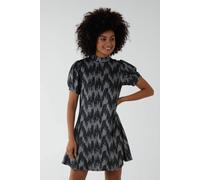 Blue Vanilla Puff Sleeve Swing Dress In Silver Silver 10