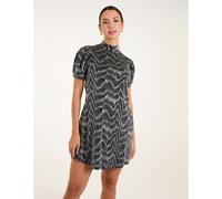 Blue Vanilla Puff Sleeve Swing Dress - L - Silver