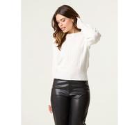 Blue Vanilla Women's Ivory Puff Sleeve Textured Jumper | Size: Large Blue Vanilla Ivory L