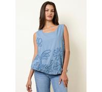 Blue Vanilla Puffball Flower Top - One Size - Blue