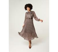 Blue Vanilla Brown Pussybow Pleated Dress Brown S
