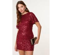 Blue Vanilla Red Satin Bow Back Sequin Dress Red S