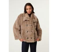 Blue Vanilla Women's Camel Reversible Short Faux Fur Coat | Size: Small Blue Vanilla Camel S